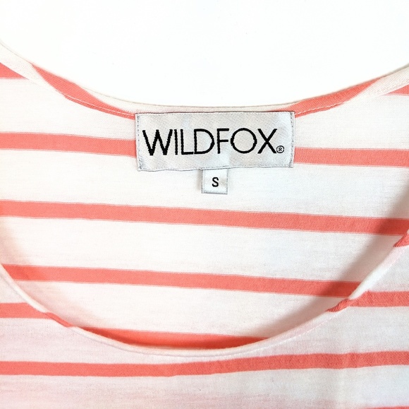 WILDFOX Basic Coral & White Striped Peony Hiker Tank Top - Picture 3 of 5